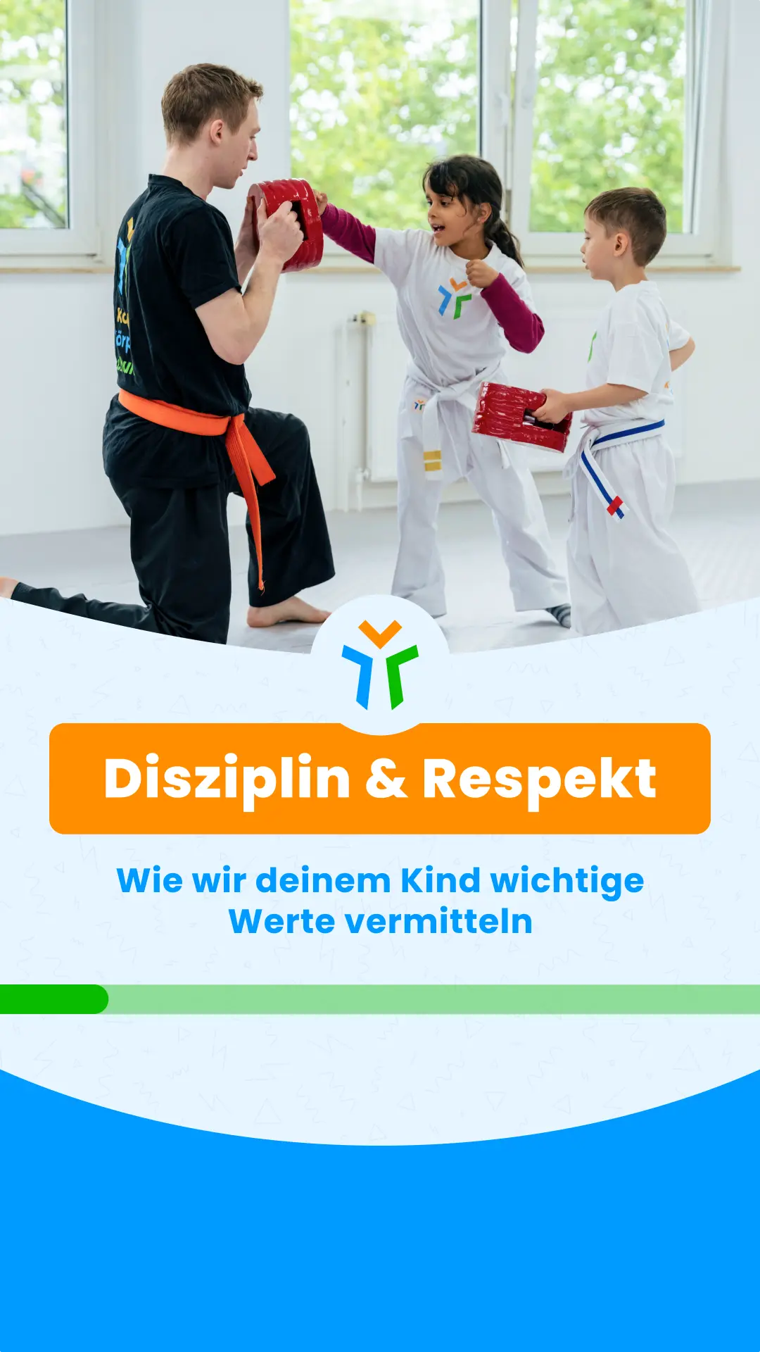 Ad-Creative für die Kopf Körper Schule: Disziplin und Respekt — Werte im Kindertraining