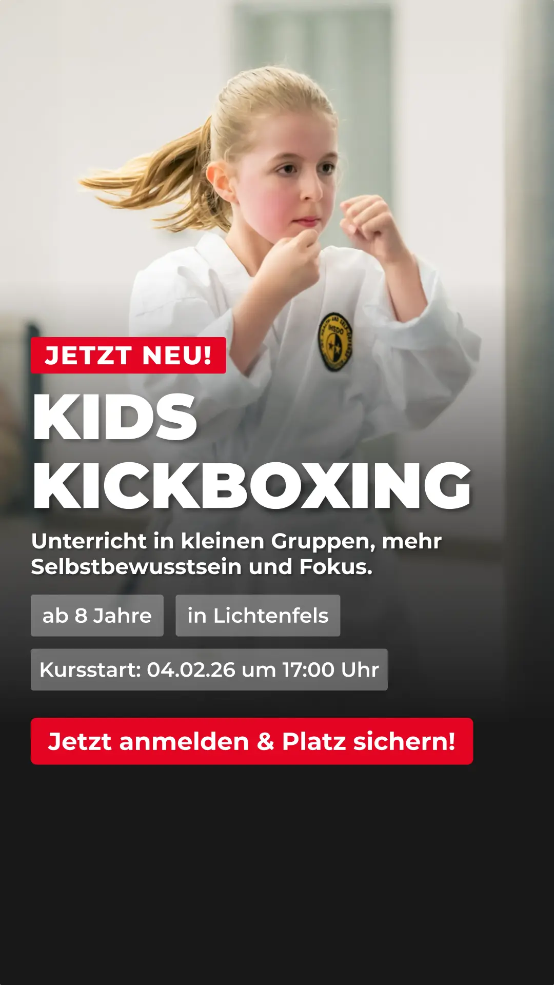 Ad-Creative für Obermain: Kids-Kickboxing in Lichtenfels, Unterricht in kleinen Gruppen